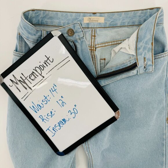 Helena Bordon Fashion Blogger Light Wash High Rise Split Hem 25" Denim Jeans - Picture 5 of 5